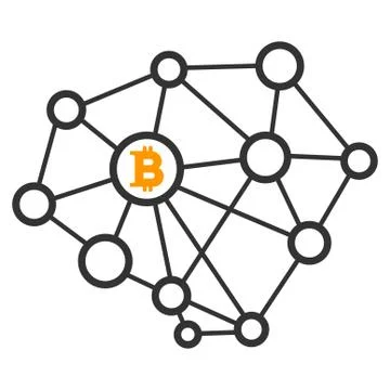 Bitcoin Network Nodes Flat Icon 스톡 일러스트