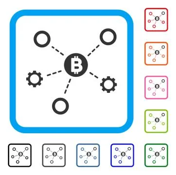 Bitcoin Network Nodes Framed Icon Illustrazione stock