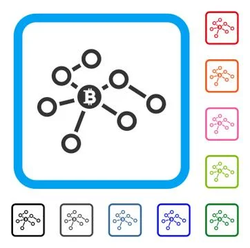 Bitcoin Network Nodes Framed Icon 库存插图