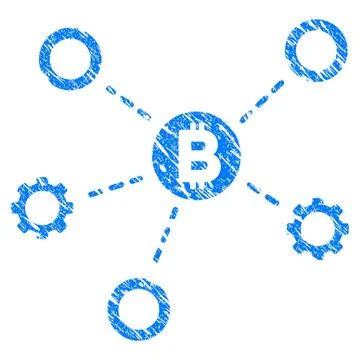 Bitcoin Network Nodes Grunge Icon Illustrazione stock