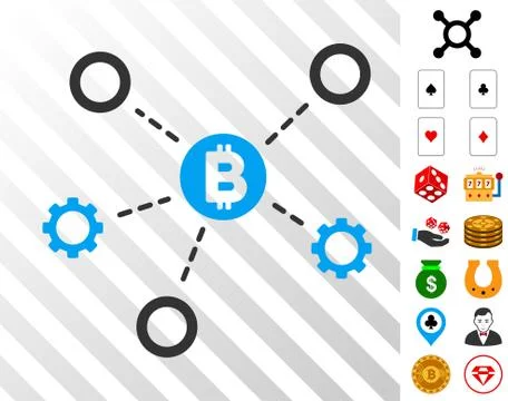 Bitcoin Network Nodes Icon with Bonus 스톡 일러스트