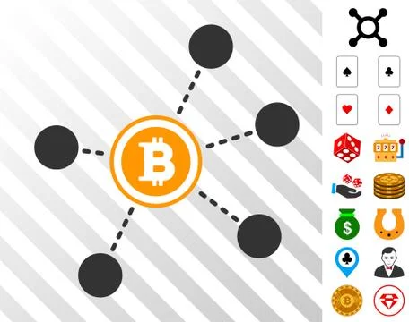 Bitcoin Network Nodes Icon with Bonus Illustrazione stock