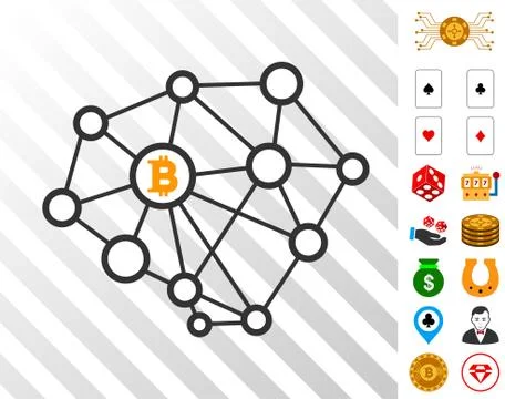 Bitcoin Network Nodes Icon with Bonus 스톡 일러스트