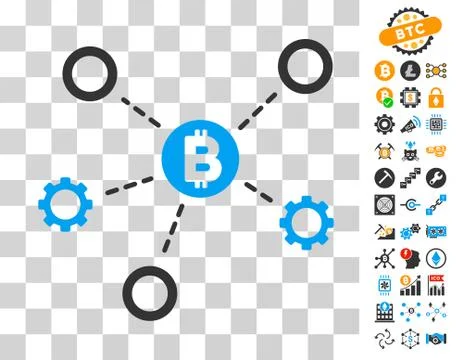 Bitcoin Network Nodes Icon with Bonus 스톡 일러스트