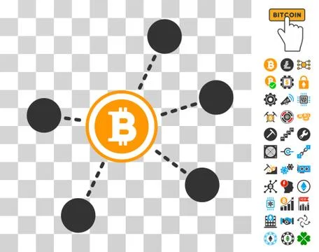 Bitcoin Network Nodes Icon with Bonus 스톡 일러스트