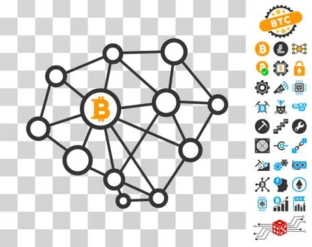 Bitcoin Network Nodes Icon with Bonus Illustrazione stock