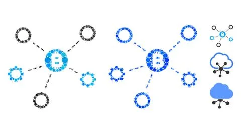 Bitcoin Network Nodes Mosaic Icon of Circles 스톡 일러스트