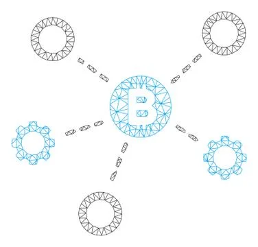 Bitcoin Network Nodes Vector Mesh Wire Frame Model 스톡 일러스트