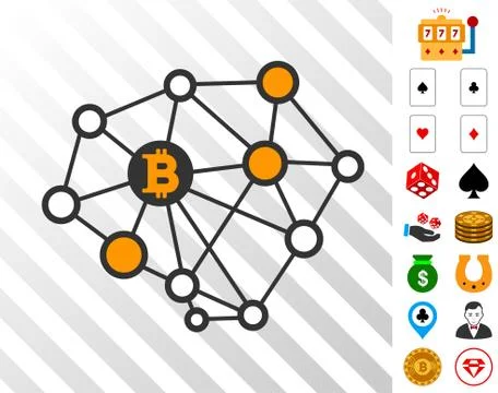 Bitcoin Network Structure Icon with Bonus Illustrazione stock