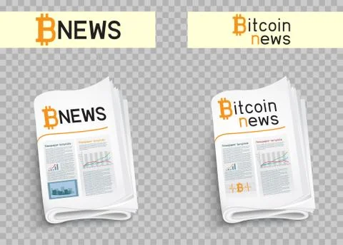 Bitcoin news set Stock Illustration