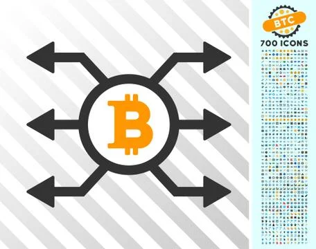 Bitcoin Node Cashout Flat Icon with Bonus Stock Illustration
