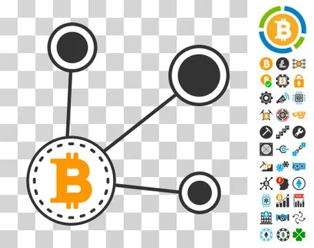 Bitcoin Node Connect Icon with Bonus 스톡 일러스트