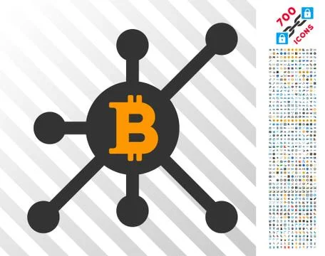 Bitcoin Node Flat Icon with Bonus Stock Illustration