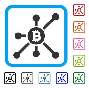 Bitcoin Node Framed Icon Stock Illustration