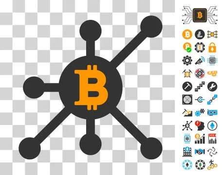 Bitcoin Node Icon with Bonus Stock Illustration