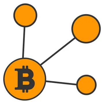 Bitcoin Node Links Flat Icon 스톡 일러스트