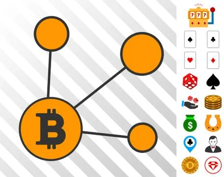 Bitcoin Node Links Icon with Bonus Illustrazione stock
