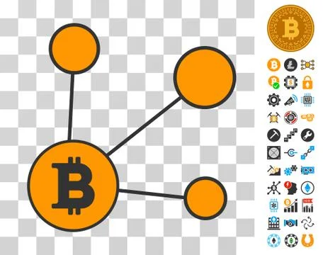 Bitcoin Node Links Icon with Bonus Stock Illustration