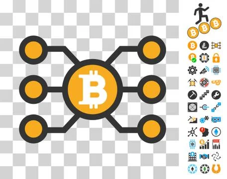 Bitcoin Node Links Icon with Bonus Stock Illustration