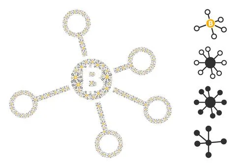 Bitcoin Node Links Icon Recursion Composition Stock Illustration