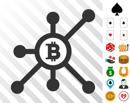 Bitcoin Node Network Icon with Bonus Stock Illustration