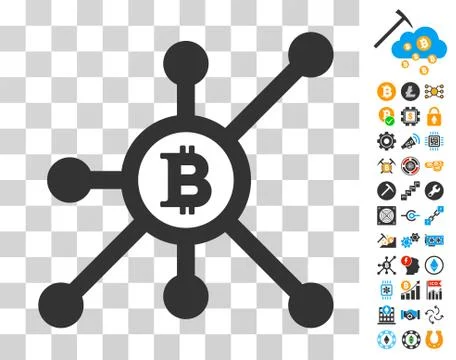 Bitcoin Node Network Icon with Bonus Stock Illustration