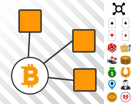 Bitcoin Nodes Icon with Bonus 스톡 일러스트