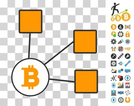 Bitcoin Nodes Icon with Bonus 스톡 일러스트