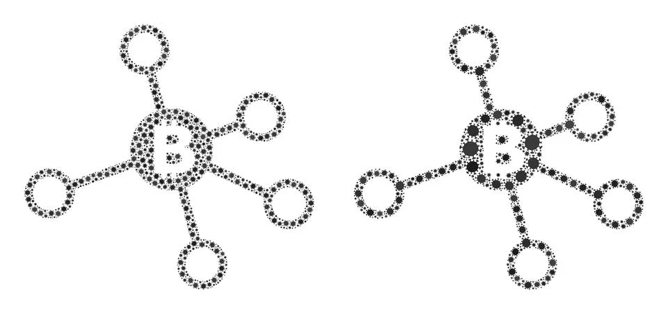 Bitcoin Nodes Icon - Composition of Covid Biohazard Infection Elements 스톡 일러스트
