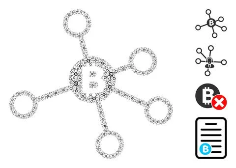 Bitcoin Nodes Icon Recursive Collage 스톡 일러스트