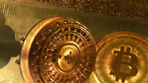 Bitcoin note cryptocurrency with light glistening pt 1 of 2 Stock Footage 149721549