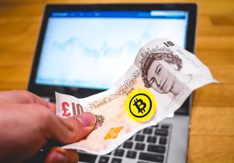 Bitcoin Note Payment Conversion Foto stock