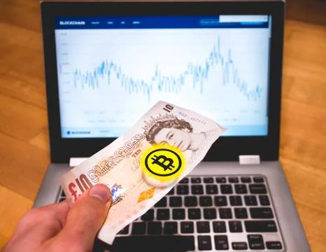 Bitcoin Note Payment Conversion Stock Photos