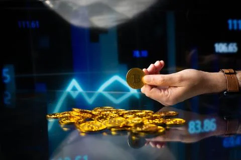 Bitcoin online crypto money digital currency Stock Photos
