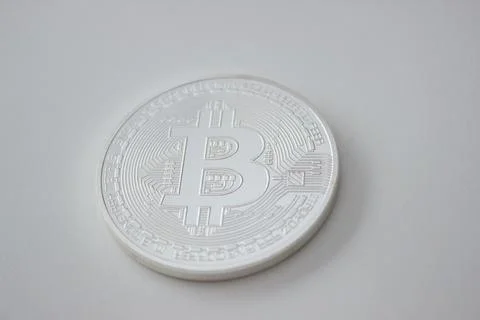 Bitcoin over white Stock Photos