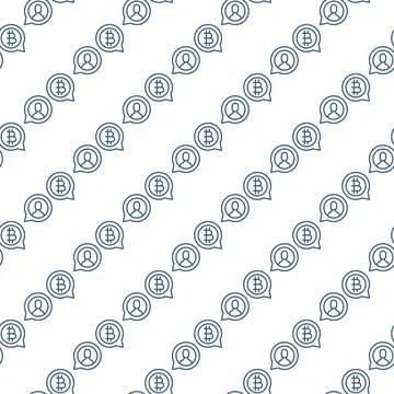 Bitcoin P2P vector Crypto Currency in Speech Bubble seamless pattern in thi.. イラスト素材