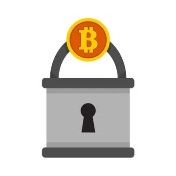 Bitcoin Padlock Locked Vector Illustration Graphic Stock Illustration