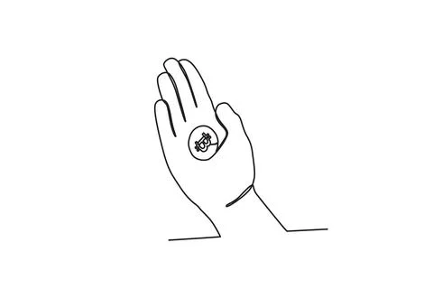 A Bitcoin in the palm Stock Illustration