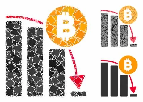Bitcoin panic fall chart Composition Icon of Inequal Parts 库存插图
