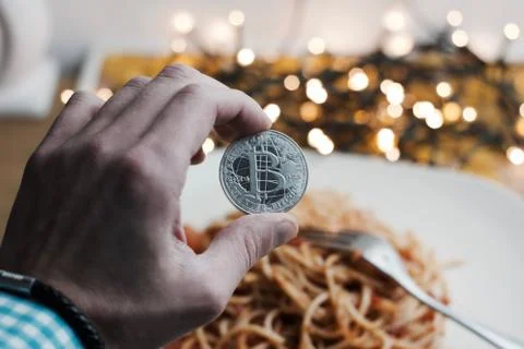 Bitcoin pasta concept Stock Photos