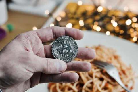 Bitcoin pasta concept Stock Photos