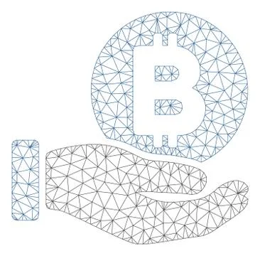 Bitcoin Payment Hand Vector Mesh Carcass Model Illustrazione stock