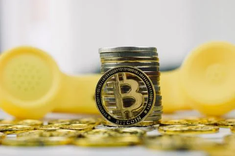 Bitcoin phone concept Stock Photos