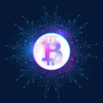 Bitcoin. Physical bit coin. Bitcoin digital currency coin damage world finance Stock Illustration
