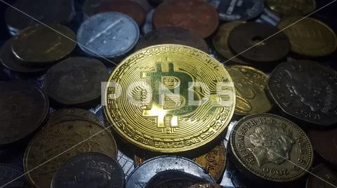 Bitcoin. Physical bit coin. Digital currency. Cryptocurrency Stock Photos
