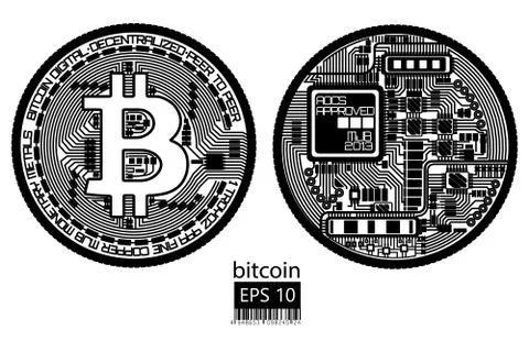 Bitcoin. Physical bit coin. Vector illustration. Stock Illustration