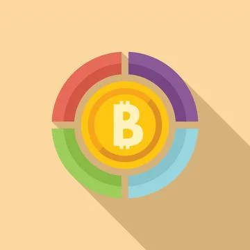 Bitcoin pie chart icon flat vector. Digital data price Stock Illustration