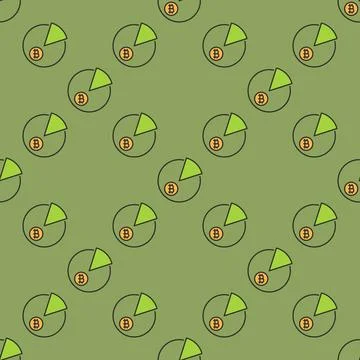 Bitcoin pie chart vector BTC Investment colored seamless pattern Illustrazione stock