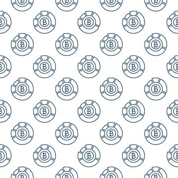 Bitcoin pie chart vector Crypto Trading Stats thin line seamless pattern 스톡 일러스트