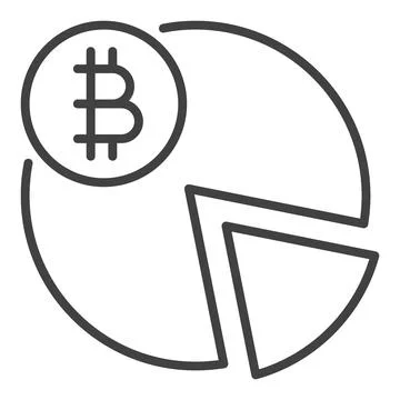 Bitcoin Pie Chart vector Crypto Currency icon or sign in thin line style Ilustração Stock
